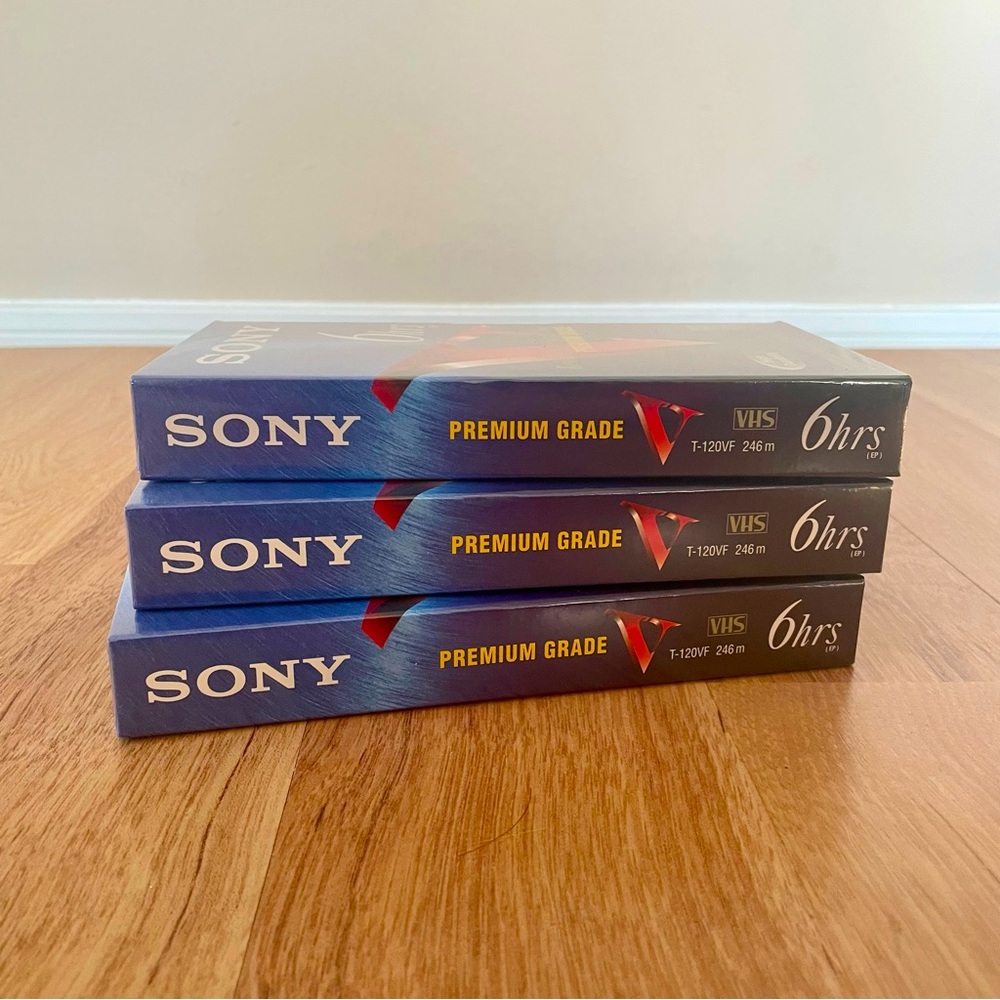 Sony T-120 Blank VHS Tapes Set of 3